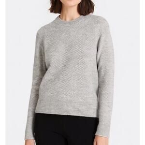 Quince Baby Alpaca Wool Diamond Stitch Crew Light Gray Sweater Size Medium